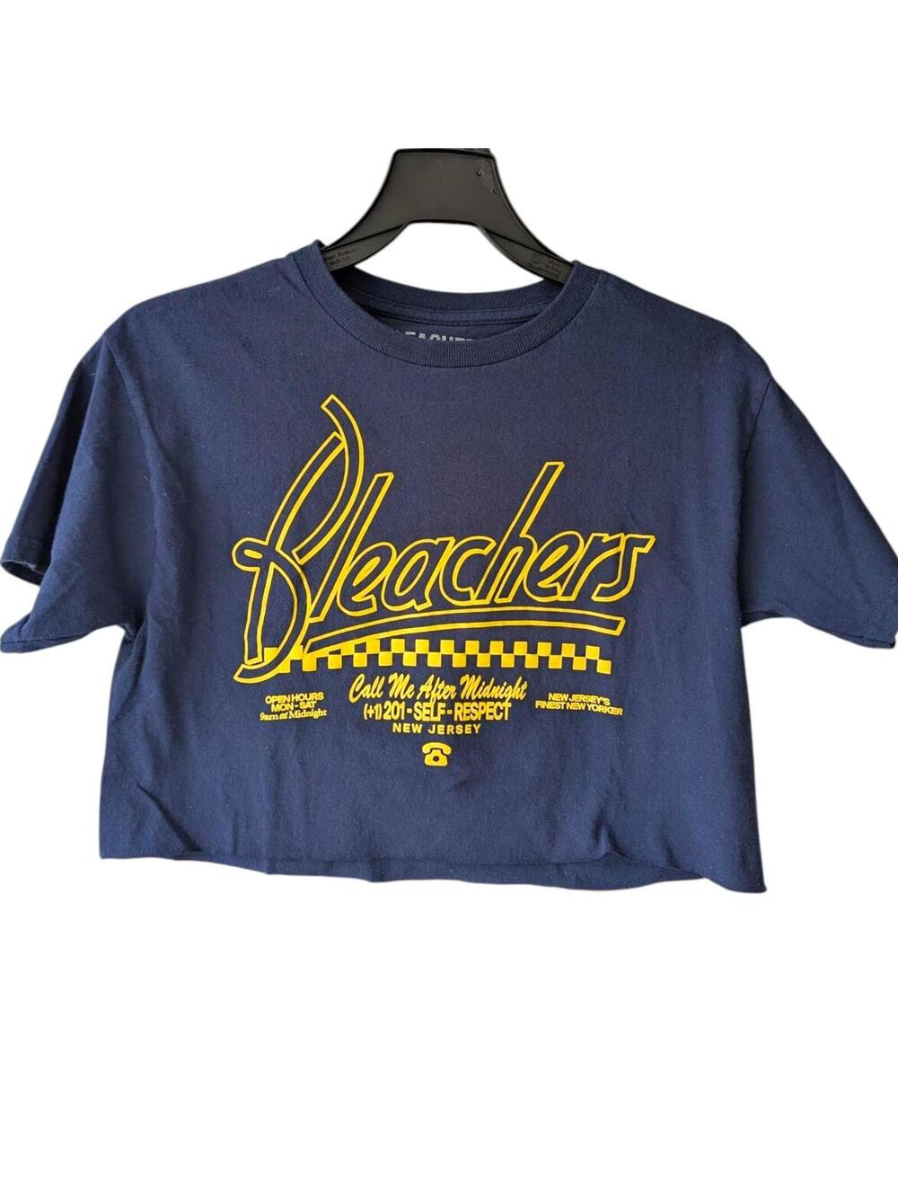Bleachers Band Tee Oversized XS Navy Blue Cropped Call Me After Midnight Indie